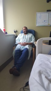 Relaxing on my last day before being released. Being comfortable is key when staying at the VA.